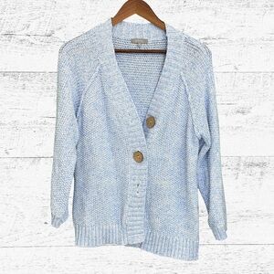 Habitat Blue Cardigan Sweater V-Neck Ribbed